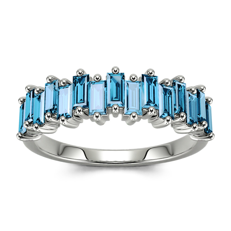 Jeulia Emerald Cut Sterling Silver Women's Band