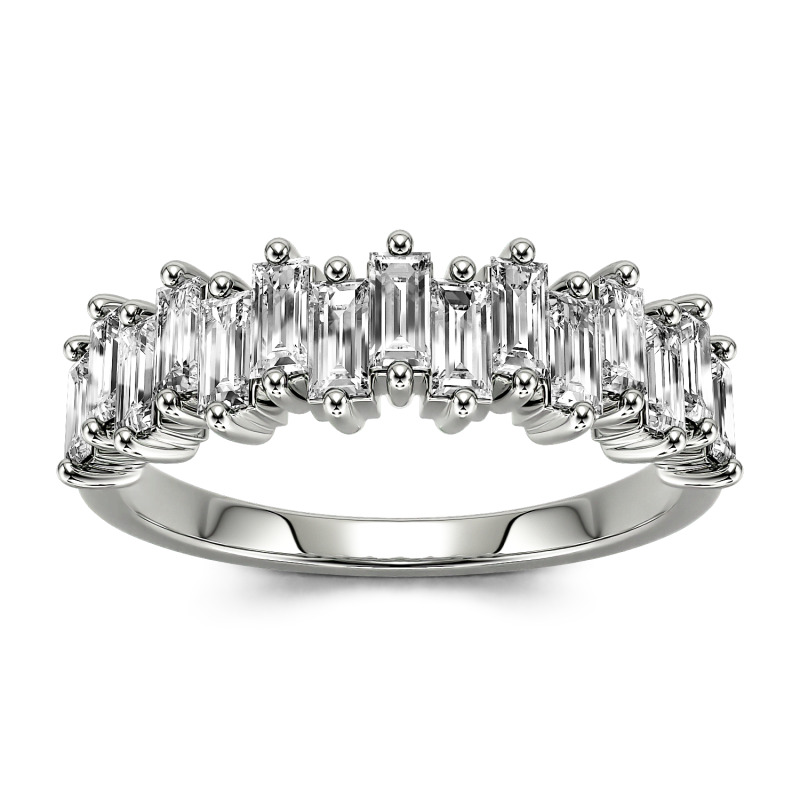 Jeulia Alliance pour femme Bague Coupe Émeraude Argent Sterling