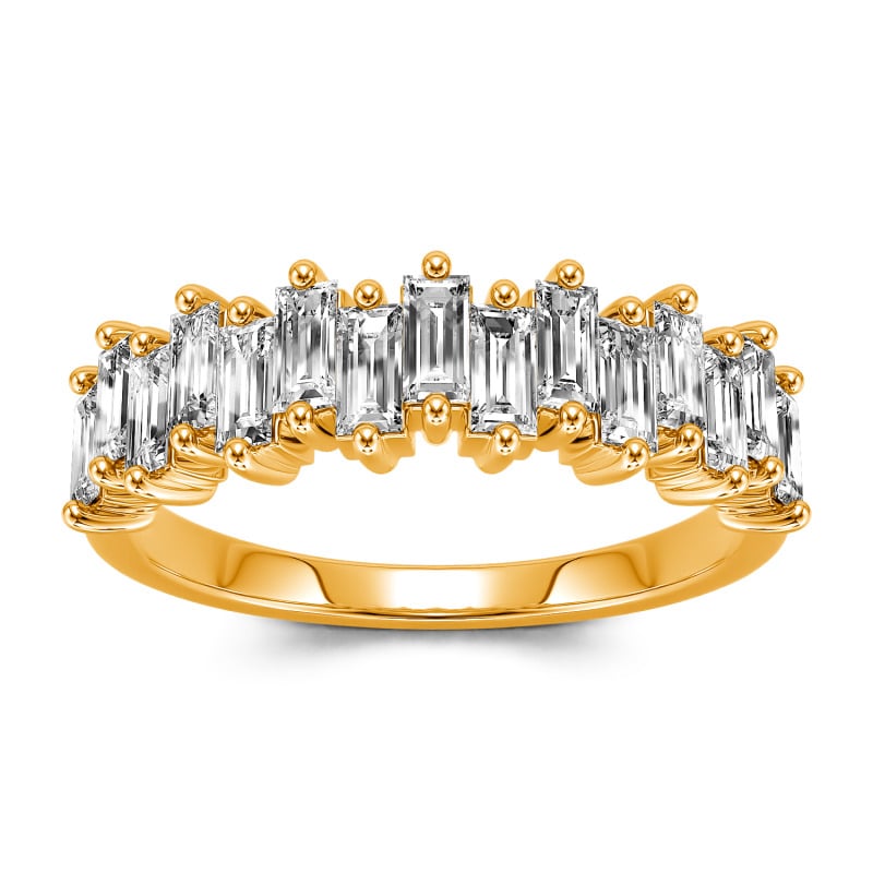 Jeulia Emerald Cut Sterling Silver Women's Band