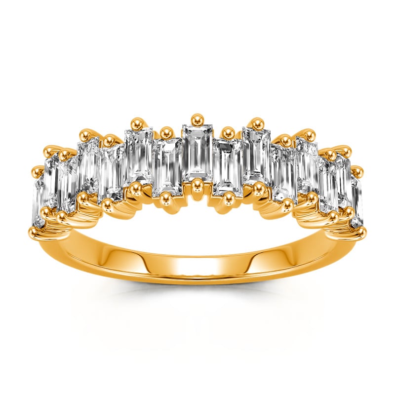 Jeulia Emerald Cut Sterling Silver Women's Band