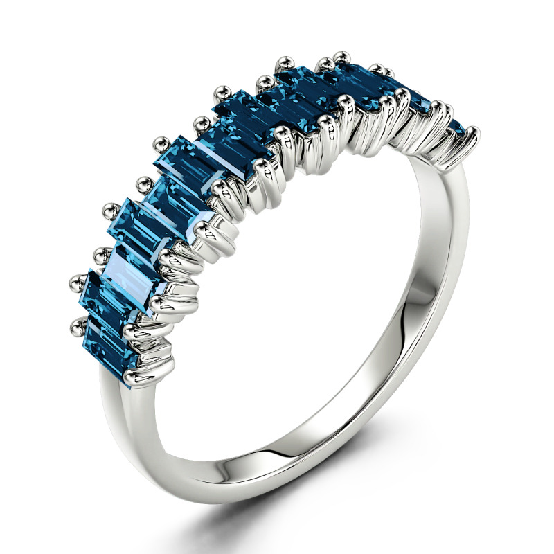 Jeulia Emerald Cut Sterling Silver Women's Band