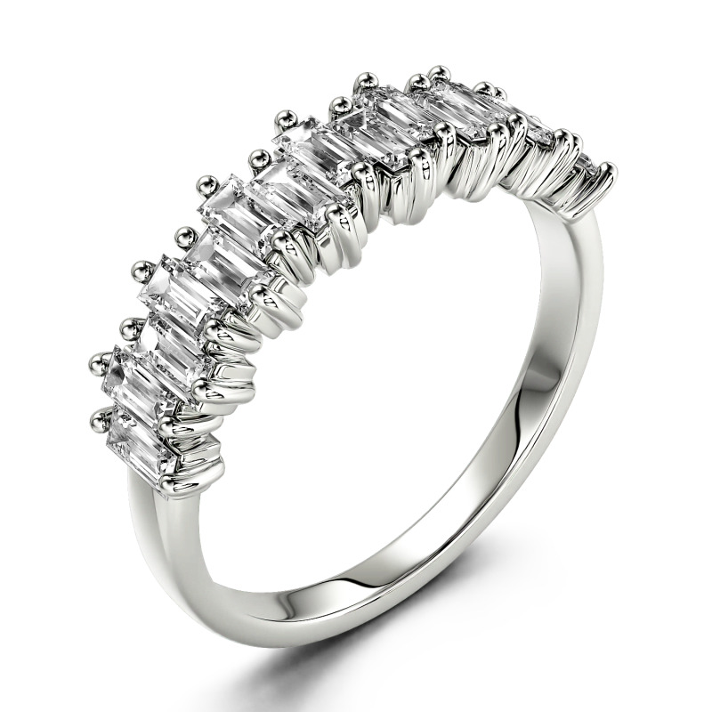 Jeulia Alliance pour femme Bague Coupe Émeraude Argent Sterling