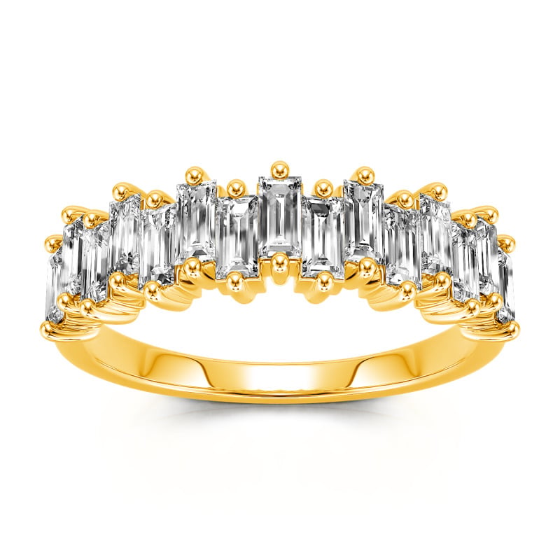 Jeulia 10K/14K/18K Gold Platinum Emerald Cut Band