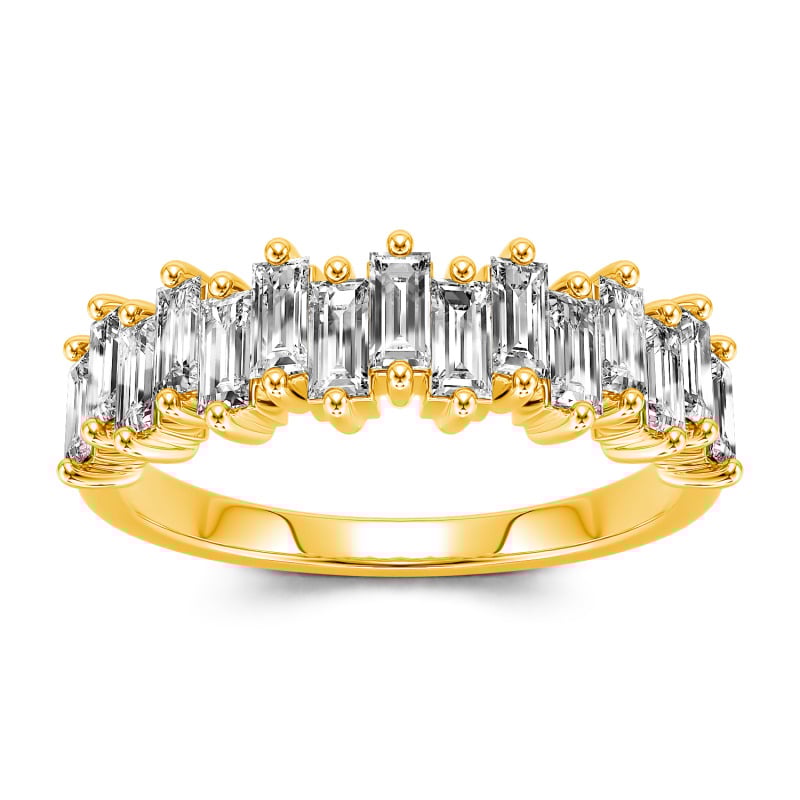 Jeulia 10K/14K/18K Gold Platinum Emerald Cut Band