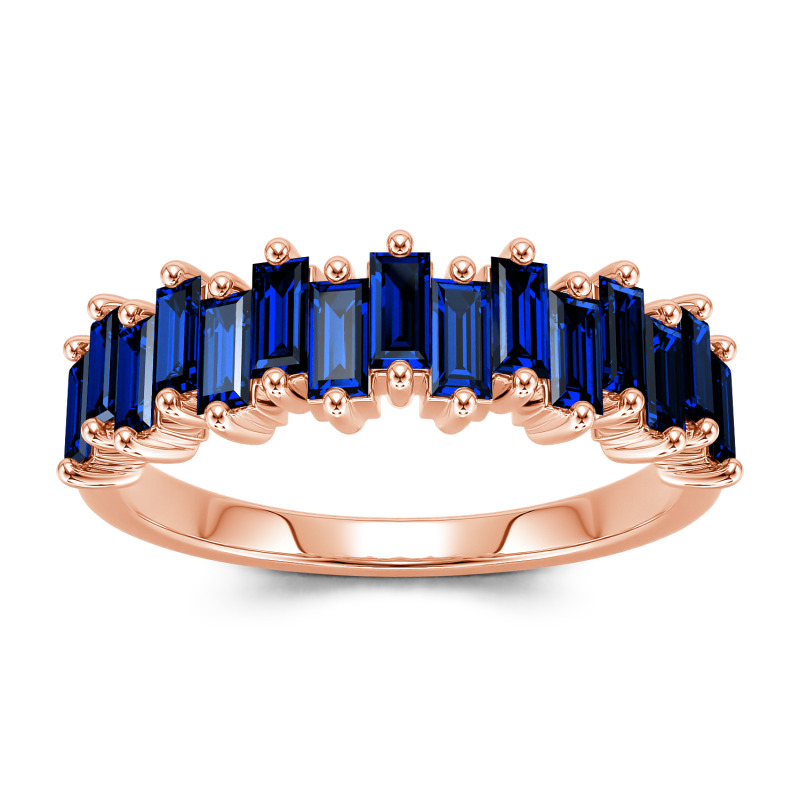 Jeulia 10K/14K/18K Gold Platinum Emerald Cut Band