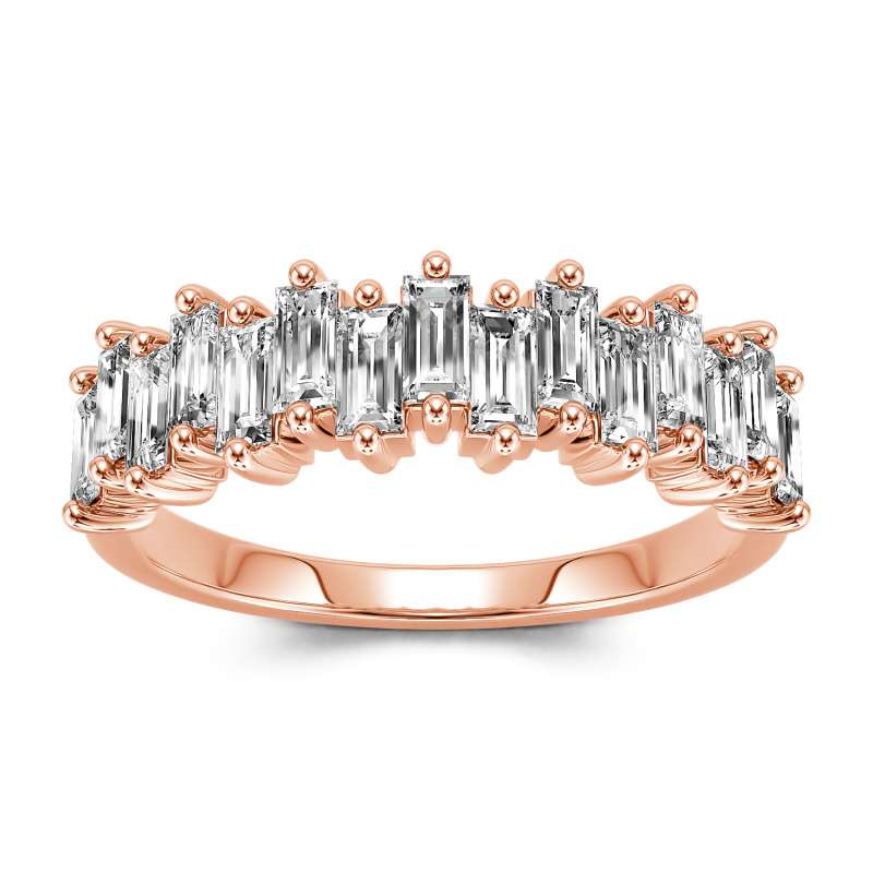 Jeulia Emerald Cut Wedding Band Rose Gold