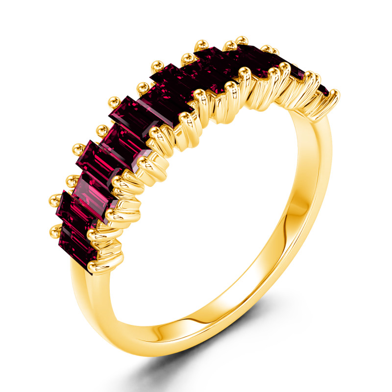 Jeulia Anillo 10K/14K/18K oro churumbela corte esmeralda de boda para mujer