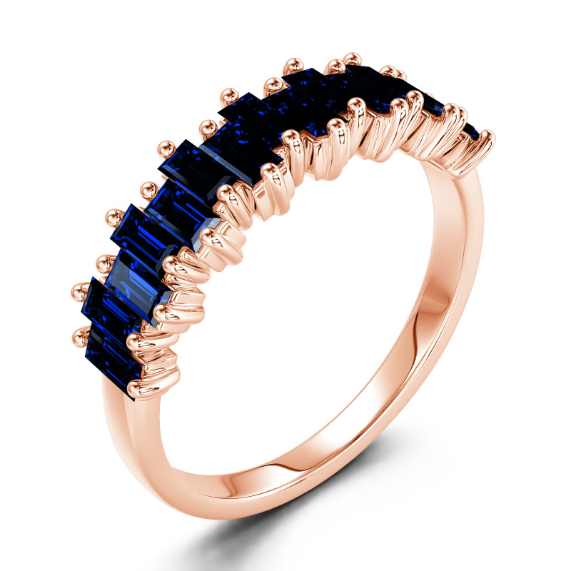 Jeulia 10K/14K/18K Gold Platinum Emerald Cut Band