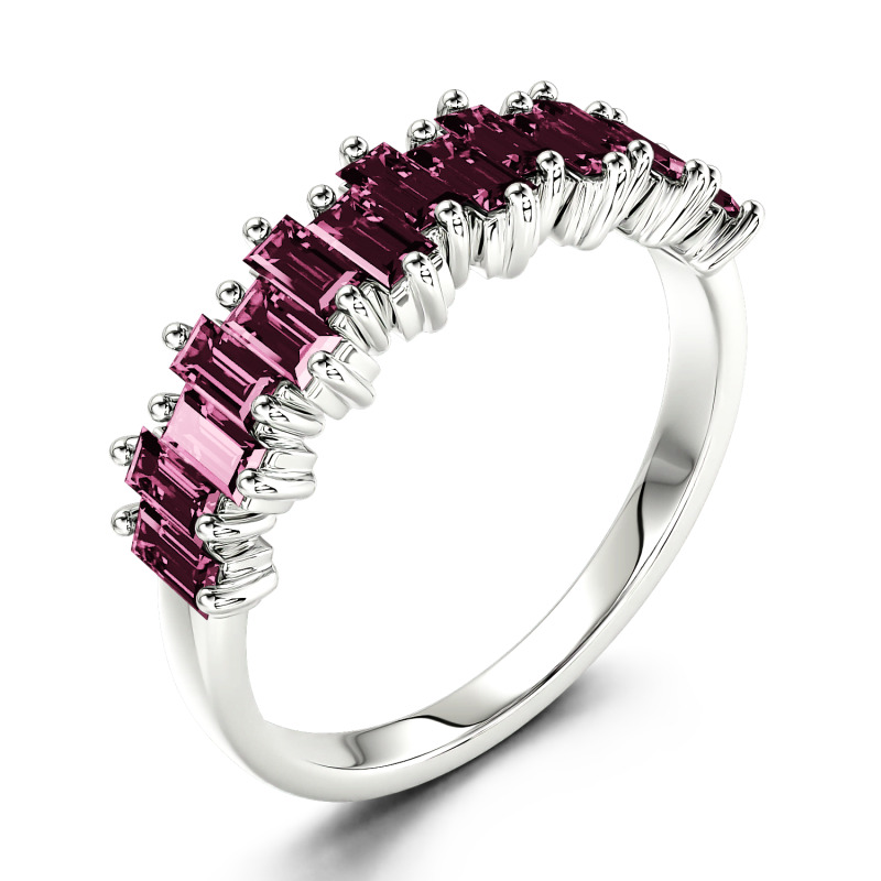 Jeulia Anillo 10K/14K/18K oro churumbela corte esmeralda de boda para mujer