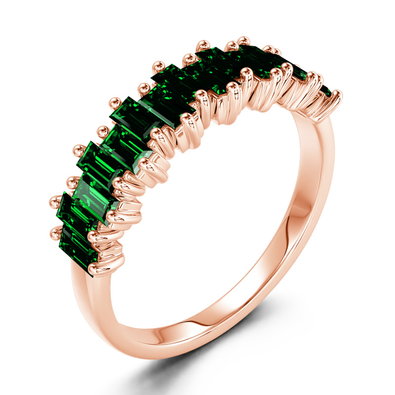 Jeulia Bague 10K/14K/18K Or Platine Moissanite  Coupe Émeraude