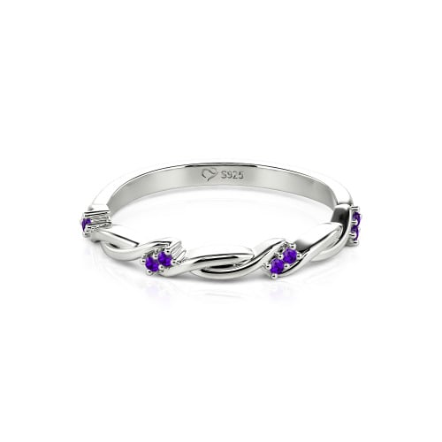 Jeulia Twist Round Cut Sterling Silver Women's Band