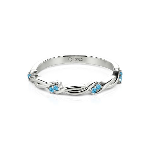 Jeulia Twist Round Cut Sterling Silver Women's Band