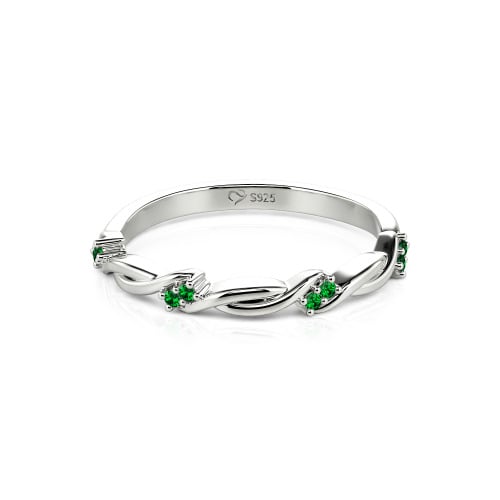 Jeulia Twist Round Cut Sterling Silver Women's Band