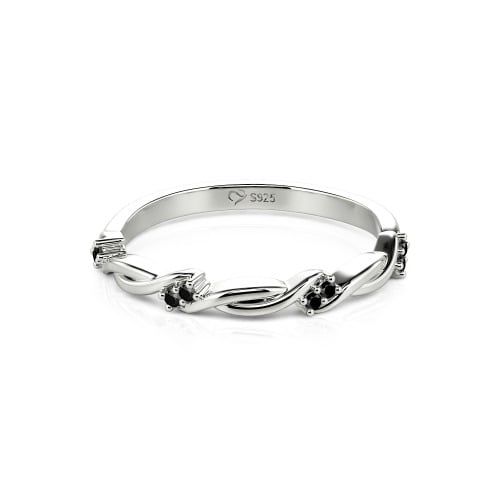 Jeulia Twist Round Cut Sterling Silver Women's Band