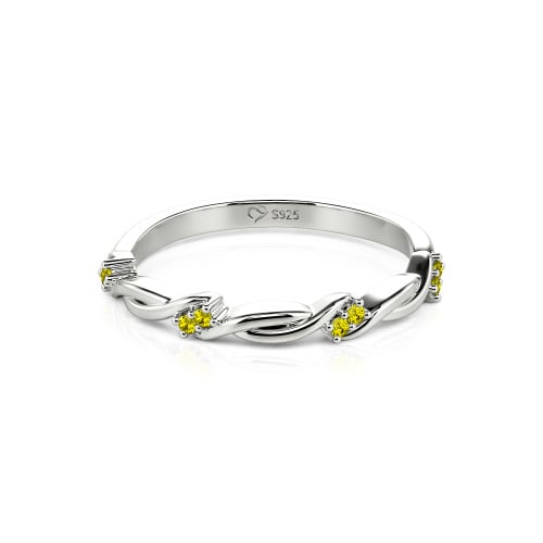 Jeulia Twist Round Cut Sterling Silver Women's Band