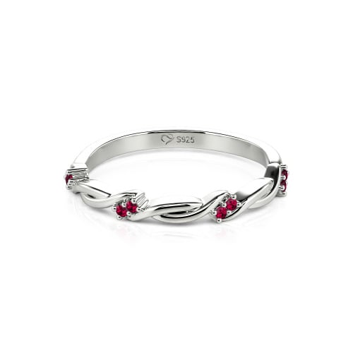 Jeulia Twist Round Cut Sterling Silver Women's Band