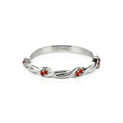 Jeulia Twist Round Cut Sterling Silver Women's Band
