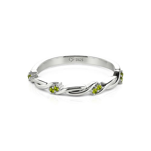 Jeulia Twist Round Cut Sterling Silver Women's Band