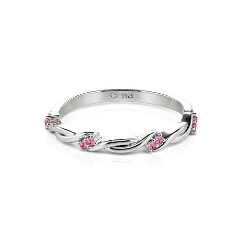 Jeulia Twist Round Cut Sterling Silver Women's Band