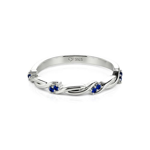 Jeulia Twist Round Cut Sterling Silver Women's Band