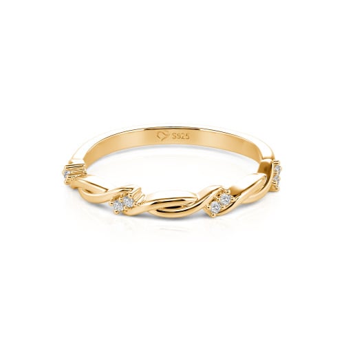 Jeulia Twist Round Cut Sterling Silver Women's Band