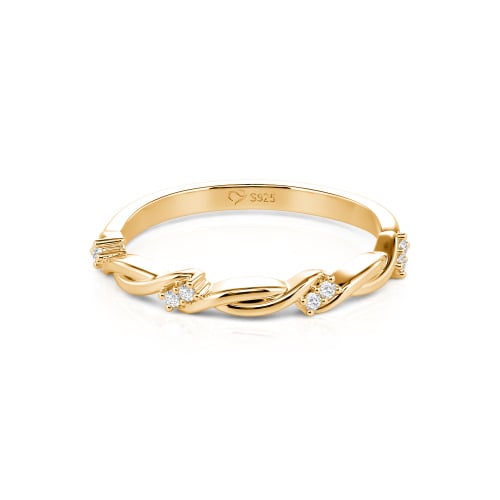 Jeulia Twist Round Cut Sterling Silver Women's Band