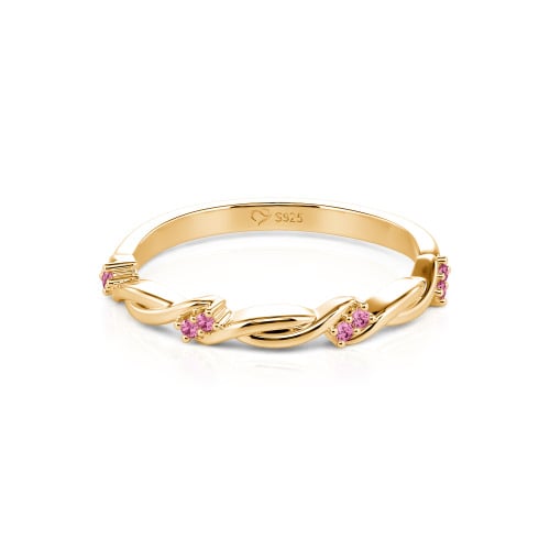 Jeulia Twist Round Cut Sterling Silver Women's Band