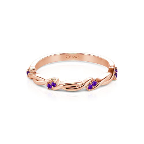 Jeulia Twist Round Cut Sterling Silver Women's Band