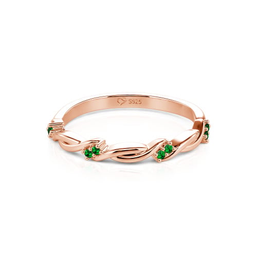 Jeulia Twist Round Cut Sterling Silver Women's Band