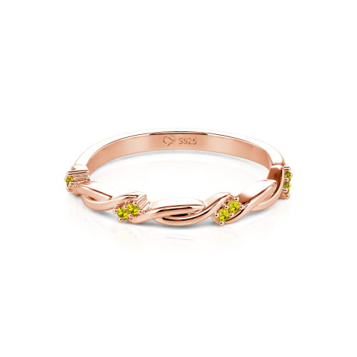 Jeulia Twist Round Cut Sterling Silver Women's Band