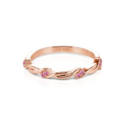 Jeulia Twist Round Cut Sterling Silver Women's Band
