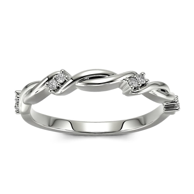 Jeulia Twist Round Cut Sterling Silver Women's Band