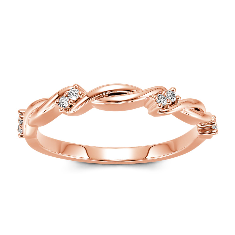 Jeulia ラウンドカット ツイスト ゴールド 10K 14K 18K プラチナ リング