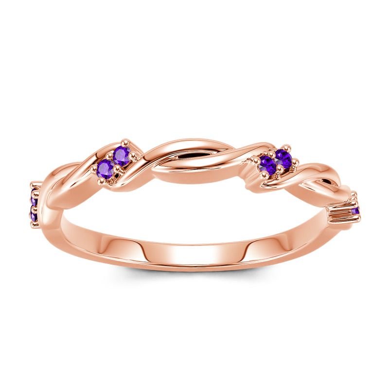 Jeulia ラウンドカット ツイスト ゴールド 10K 14K 18K プラチナ リング