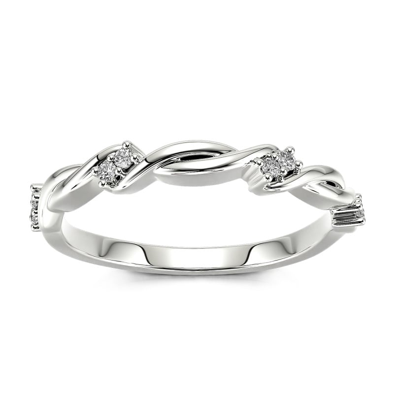 Jeulia 10K/14K/18K Gold Platinum Twist Round Cut Band