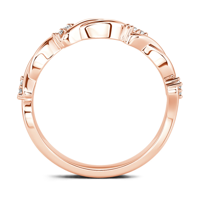 Jeulia ラウンドカット ツイスト ゴールド 10K 14K 18K プラチナ リング