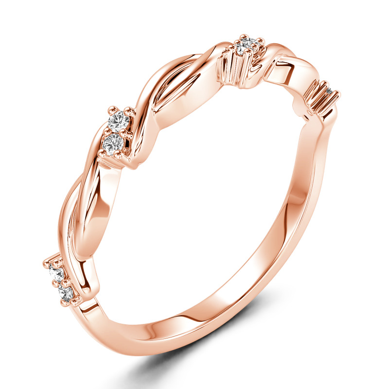 Jeulia ラウンドカット ツイスト ゴールド 10K 14K 18K プラチナ リング