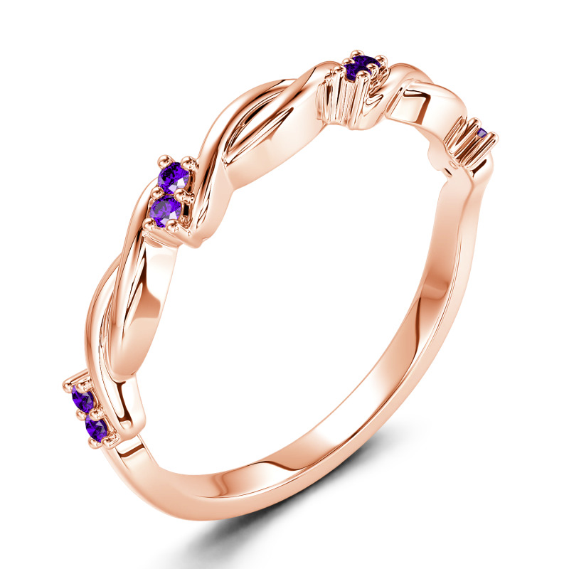 Jeulia ラウンドカット ツイスト ゴールド 10K 14K 18K プラチナ リング