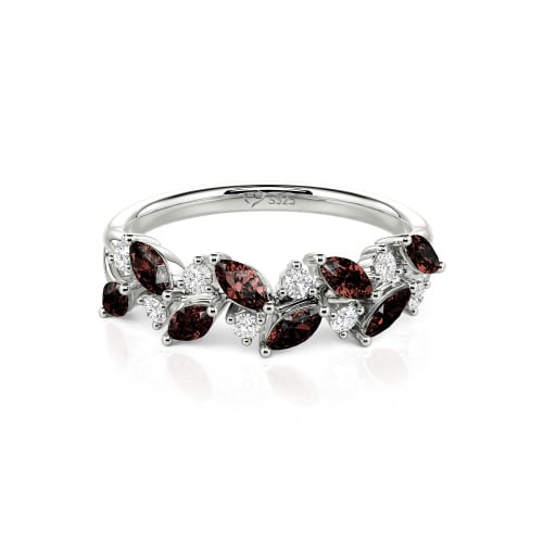 Jeulia Nature Inspired Marquise & Round Cut Sterling Silver Women's Band
