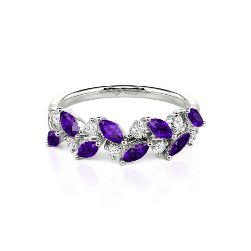 Jeulia Nature Inspired Marquise & Round Cut Sterling Silver Women's Band