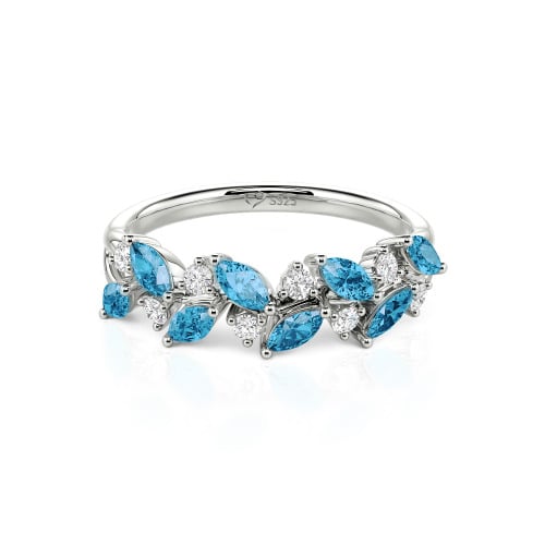 Jeulia Nature Inspired Marquise & Round Cut Sterling Silver Women's Band