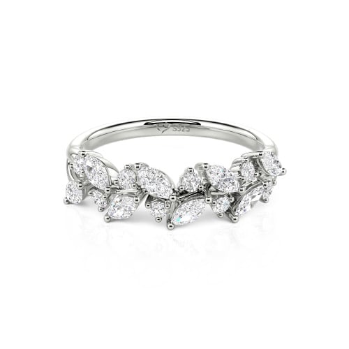 Jeulia Nature Inspired Marquise & Round Cut Sterling Silver Women's Band