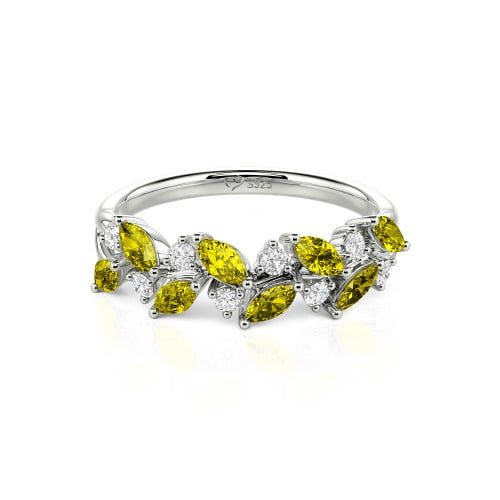 Jeulia Nature Inspired Marquise & Round Cut Sterling Silver Women's Band