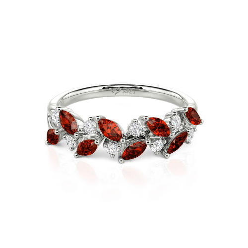 Jeulia Nature Inspired Marquise & Round Cut Sterling Silver Women's Band