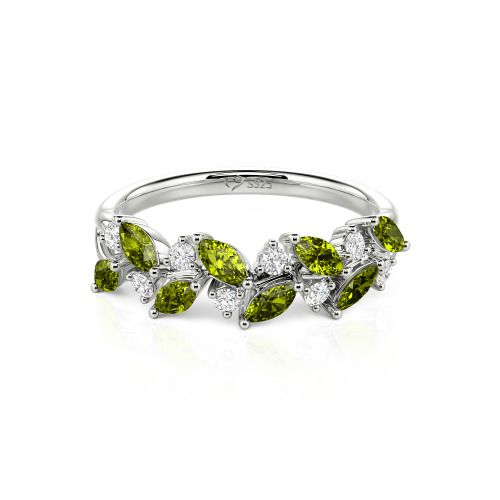 Jeulia Nature Inspired Marquise & Round Cut Sterling Silver Women's Band