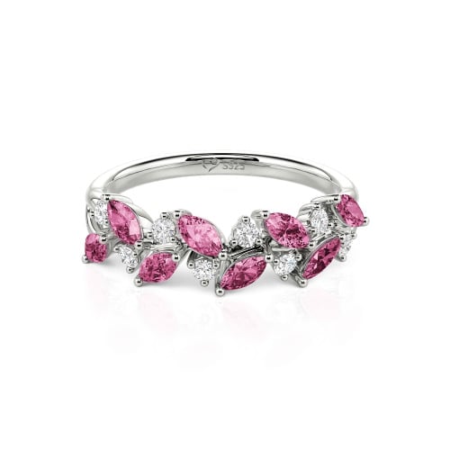 Jeulia Nature Inspired Marquise & Round Cut Sterling Silver Women's Band