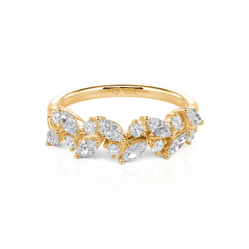 Jeulia Nature Inspired Marquise & Round Cut Sterling Silver Women's Band