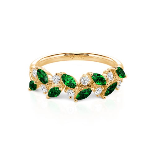 Jeulia Nature Inspired Marquise & Round Cut Sterling Silver Women's Band
