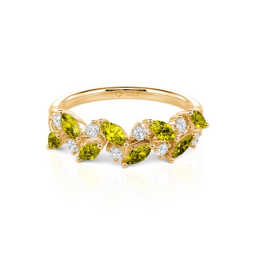 Jeulia Nature Inspired Marquise & Round Cut Sterling Silver Women's Band
