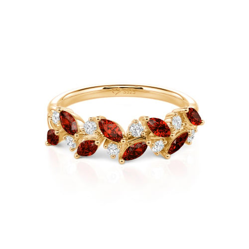 Jeulia Nature Inspired Marquise & Round Cut Sterling Silver Women's Band